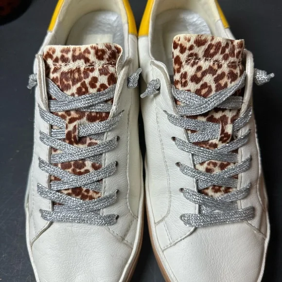Dolce Vita - Leather Sneakers White with Leopard, Pink, and Yellow Accents - Picture 5 of 9
